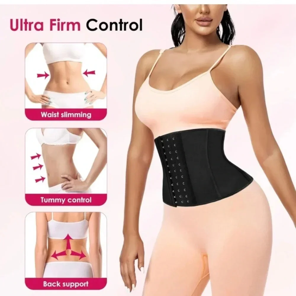 Short Torso Waist Trainers Cincher Corset Underbust Body Latex Sport Girdle